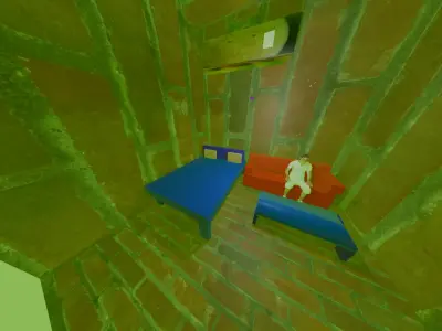 Modern Bedroom Interior with Bed Sofa Desk and AC Low-poly 3D model