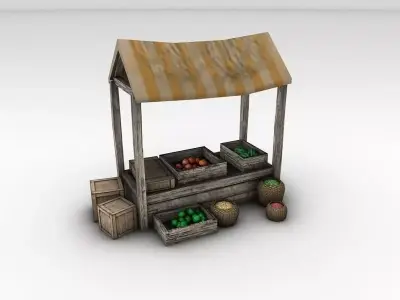 Market Stand Low-poly 3D model