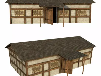 Medieval House Low-poly 3D model 35