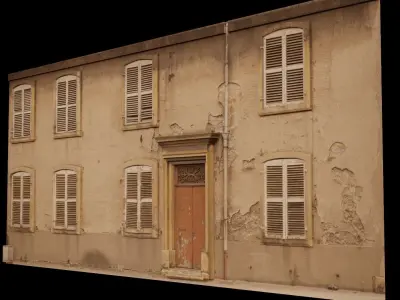Derelict Wall-8 Low-poly 3D model