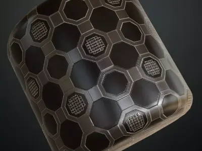 Geometric Hexagonal Decorative Metal Plates PBR Seamless Texture