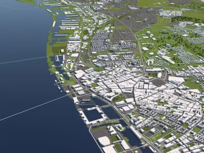 Liverpool 50x50km 3D City Map 3D model