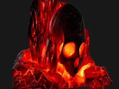 lava skull rock Low-poly 3D model