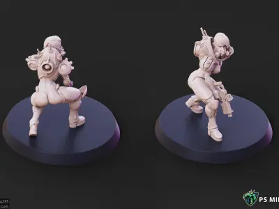 Cyberpunk Mercenary Pose 2 - 4 Variants and Pinup 3D print model