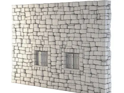 Forge Stone Wall with Windows 3D model