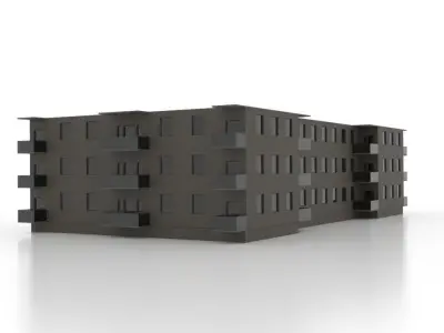 City apartment house 1 Low-poly 3D model