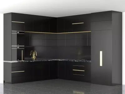 Smeg Black Kitchen 3D model