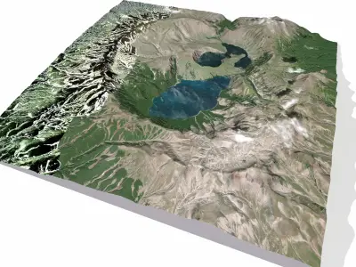 Ksudach volcanic massif Kamchatka 3D model