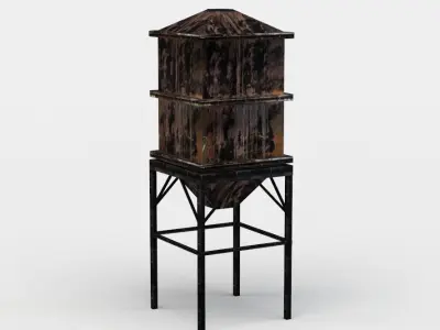 Water tank Low-poly 3D model 8
