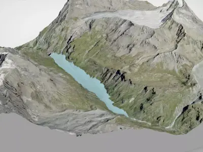 Lac de Mauvoisin reservoir Valais Switzerland 3D model
