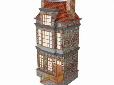 Building brick house Low-poly 3D model