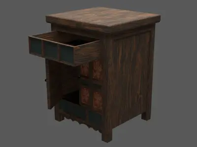 Wooden furniture two doors Low-poly 3D model