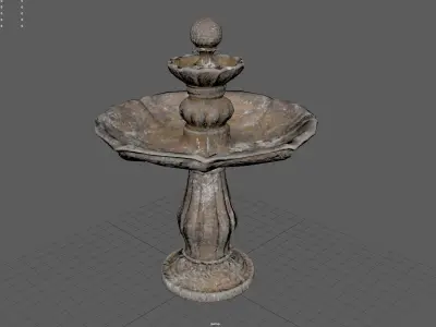 Round garden fountain Low-poly 3D model
