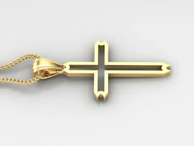 High Cross Pendant Light Gold 18K 4CP037 3D print model
