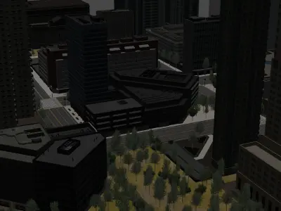 Realistic City with tall buildings Free low-poly 3D model