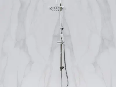 Shower head on marble wall 3D model