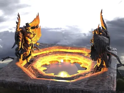 Blood Stone Floor design Statues 2  3D model