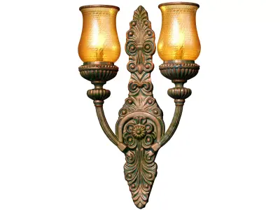 Copper Classic Wall Lamp Sconce Light with Murano Glass 3D model