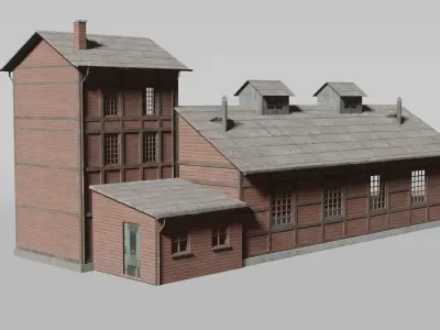 Old brick train shed 3D model