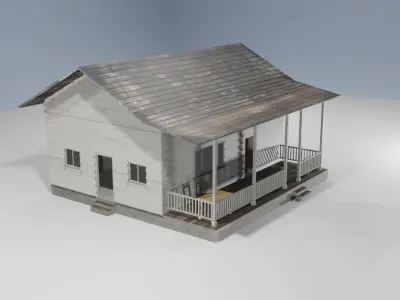 Old house with interior Low-poly 3D model