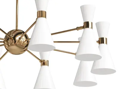 Ceiling chandelier with rotating shades 6 shades White 3D model