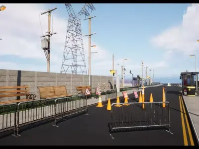 Uk Street and road props Low-poly 3D model