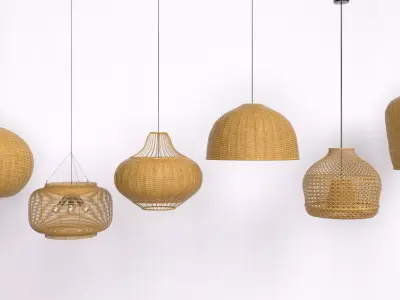 Bamboo lamps Ceiling lights 3D model