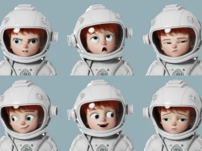 Cartoon Astronaut Rigged 3D model
