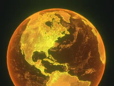 Gold Hologram Planet Earth Hologram Sci-Fi 3D Model Low-poly 3D model