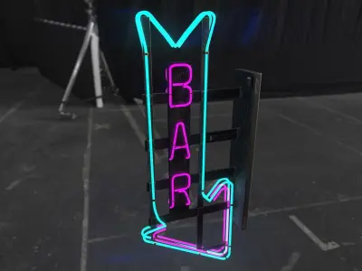 Neon Bar Sign Low-poly 3D model