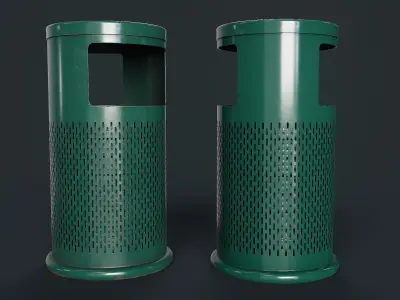 Street Trash Can 1 PBR Game Ready Low-poly 3D model