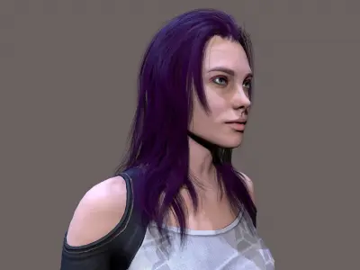 Cyberpunk lady Low-poly 3D model