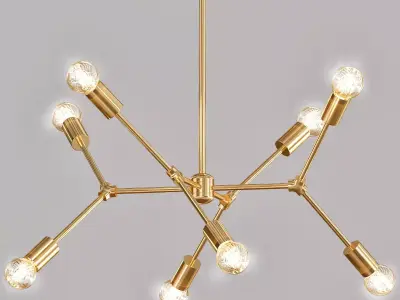Modern Brass Chandelier 3D model