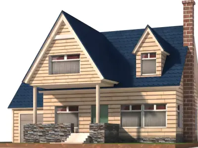 low poly cartoon house building 9 Low-poly 3D model
