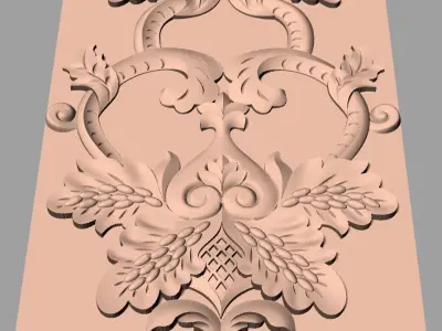 Door flower 3D relief STL Model for CNC woodworking carving E267 3D model
