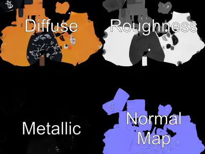 Pirate Kiwi Character  Rigged and Animated D Model Low-poly 3D model