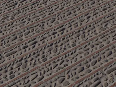 Pebble Mosaic with Brick Bands Texture