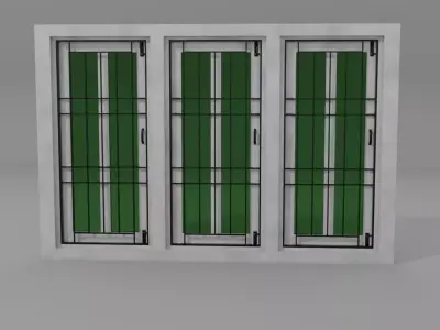 three pan old style window Free low-poly 3D model
