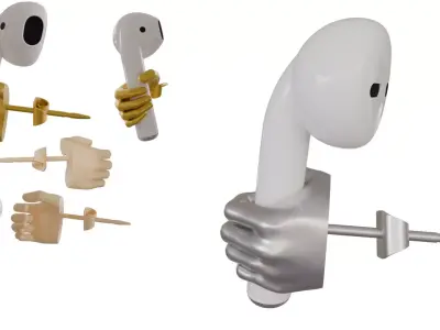 AirPods Grabber Earring - Functional Tech-Wear Jewelry  Low-poly 3D model
