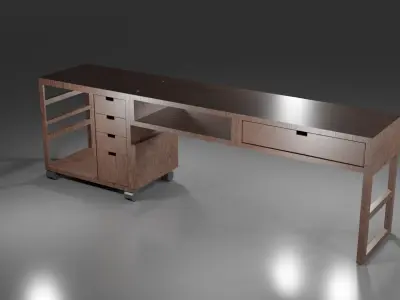 Japan Desk  Low-poly 3D model