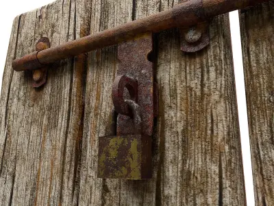 Grungy door latch   Low-poly 3D model