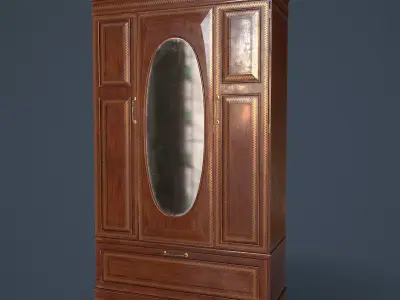 Rigged Wardrobe Low-poly 3D model