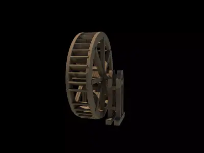 wooden water wheels 04 3D model