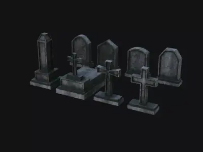Tombstone set Low-poly 3D model