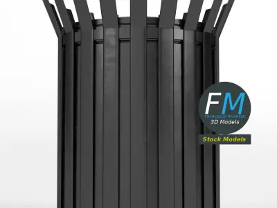 Circular open top litter bin 3D model