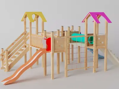 Wooden Playground Low-poly 3D model