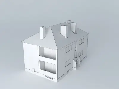 Small Building 4 Apartments Low-poly 3D model