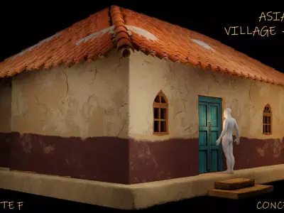 Asian Village House - Concept Art Low-poly 3D model