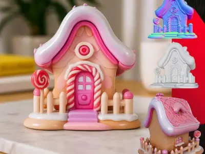 Fairytale Gingerbread Candy House 3D Model 3D print model
