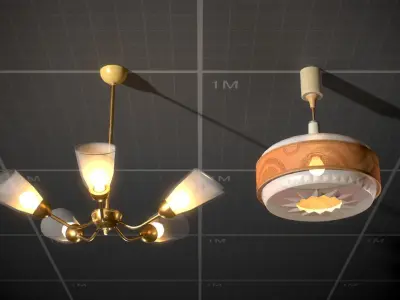 Soviet Ceiling Lamp - Chandelier Low-poly 3D model